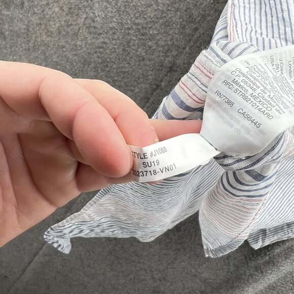 Madewell Shirt Womens XS White Blue Red Striped Short Sleeve Button Front Hemp - Picture 7 of 11